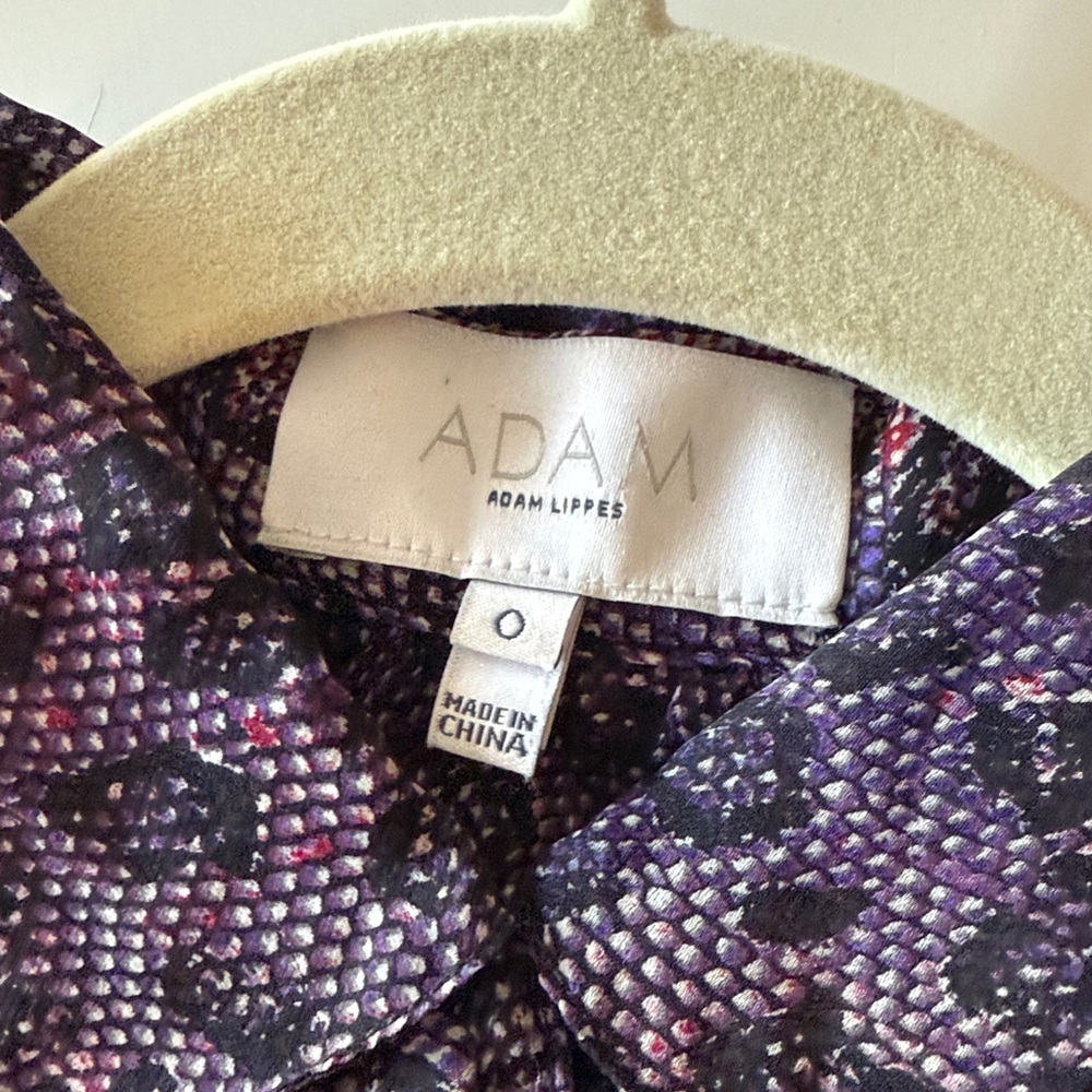 Adam Lippes Silk Button Up Blouse Purple Snakeskin Size 0 - Picture 3 of 3